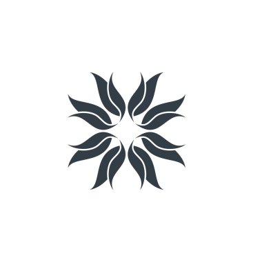 Beyaz arka plan üzerinde floral tema basit logo