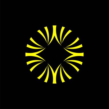 Yıldız çiçek süs işareti logo şablonu siyah arka plan üzerine