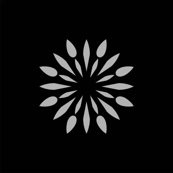 Estrela Flor Ornamental Sinal Logotipo Modelo Fundo Preto —  Vetores de Stock