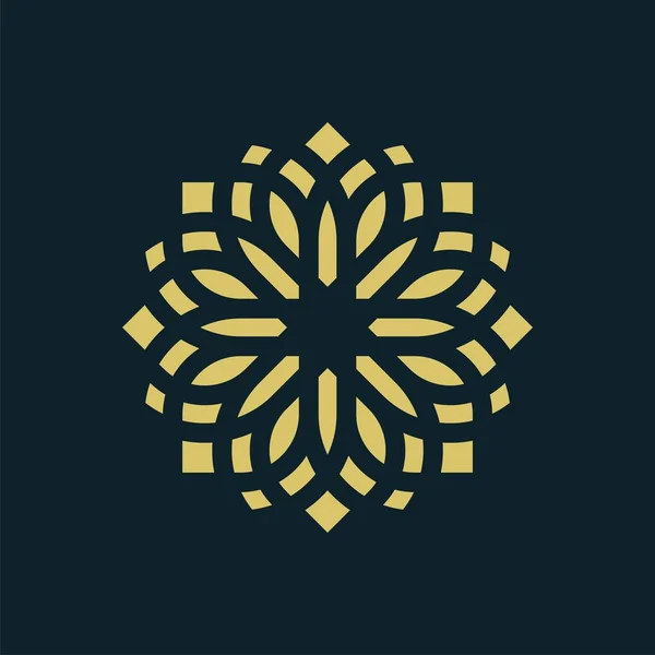 Templat Logo Bintang Flower Ornamental Pada Latar Belakang Hitam - Stok Vektor