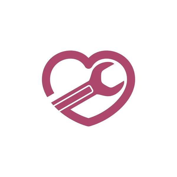 Love Ремонт Технічне Обслуговування Інструмент Набір Логотипів Шаблон — стоковий вектор
