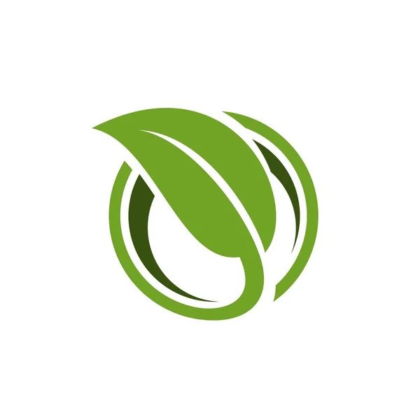 Foglia Verde Cerchio Modello Logo — Vettoriale Stock