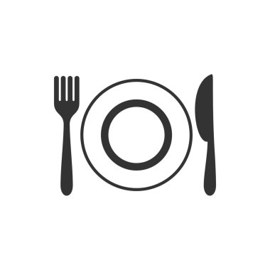 Simge Logo şablonu - çatal, bıçak, tabak yemek