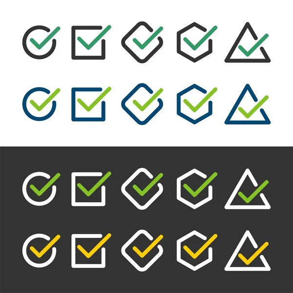 Marca Verificación Set Icon Logo Template — Archivo Imágenes Vectoriales