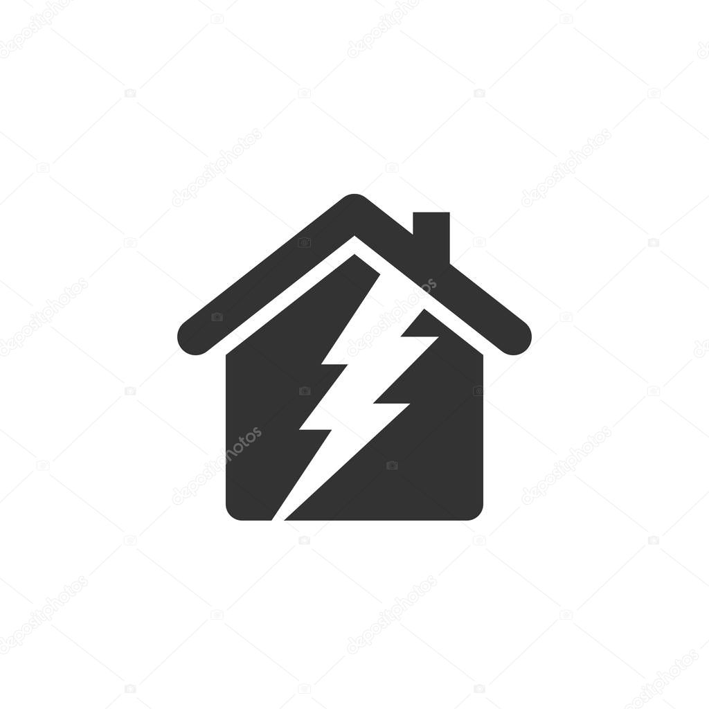 Thunderbolt, Home / House Icon Logo Template
