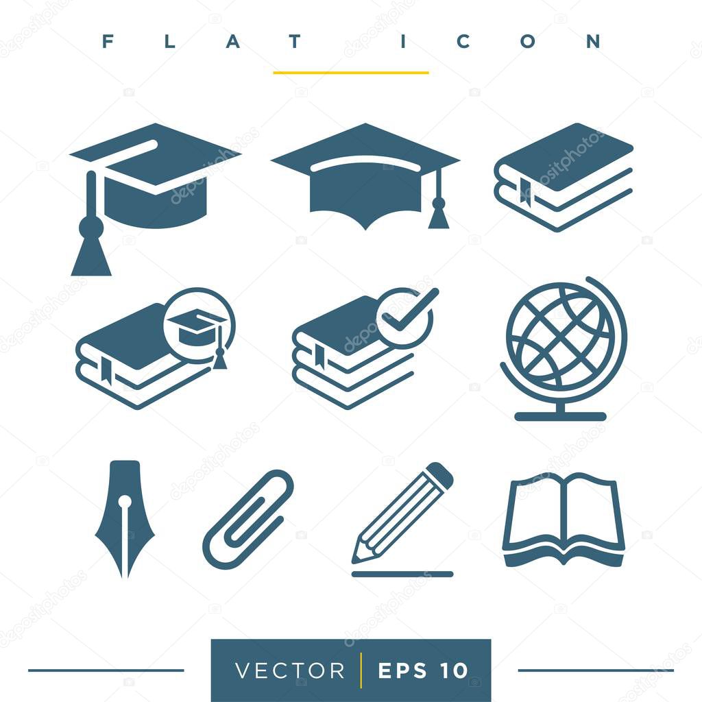 Education Set Icon Logo Template