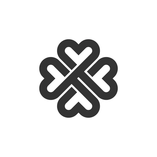 Vier Leaf Clover Sier Logo Sjabloon — Stockvector