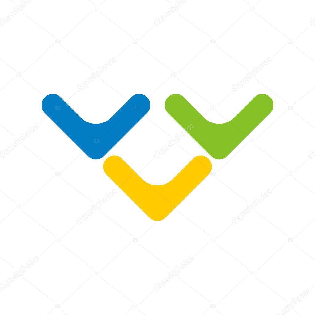 Three V Letter logo Template