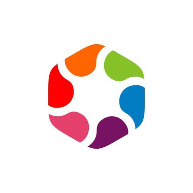 Renkli altıgen çiçeği çiçek Logo şablonu