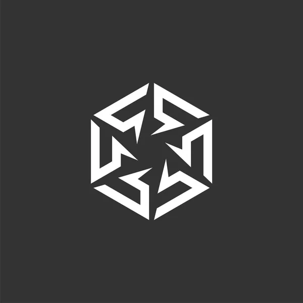 Circle Letter Hexagonal Logo Template — Stock Vector