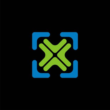 Kare kenarlık Logo şablonu içinde çapraz