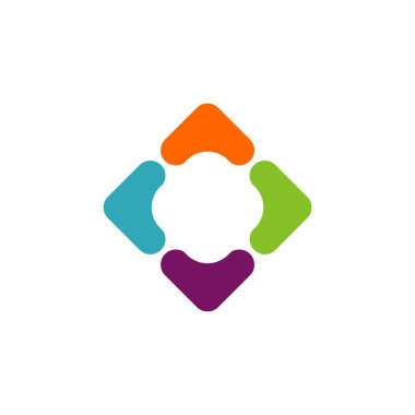 Renkli soyut çiçek elmas şekli Logo şablonu