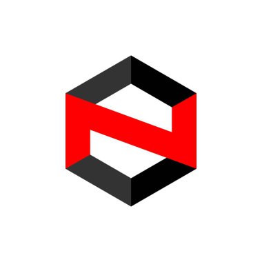 N harfi altıgen Logo şablonu