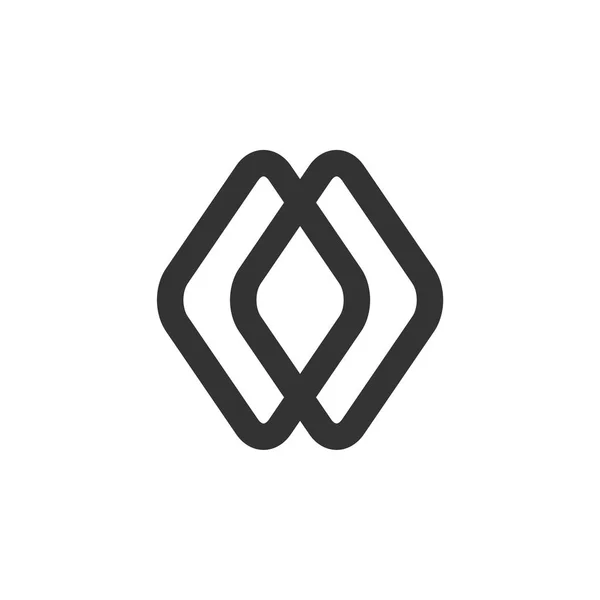 Plantilla Logotipo Dos Diamantes Línea Abstracta — Vector de stock