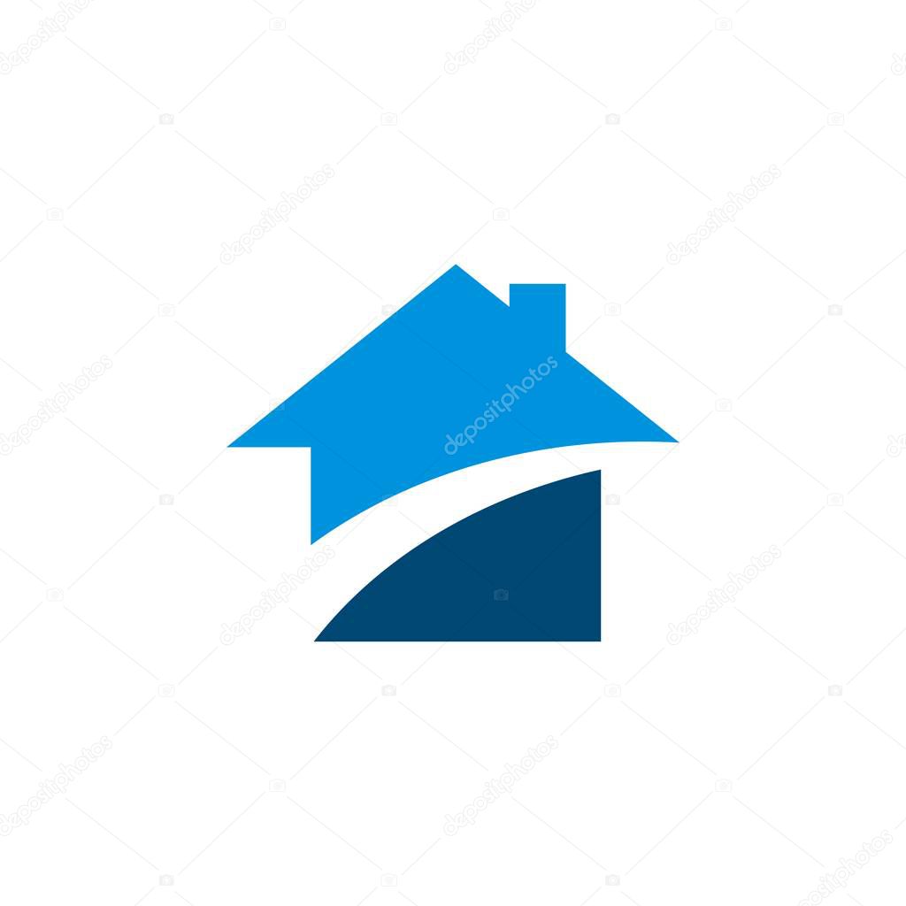 Home with Swoosh Real Estate Logo Template