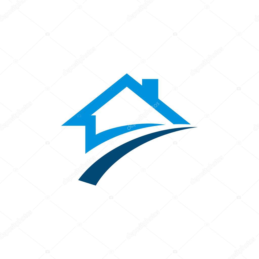 Home with Swoosh Real Estate Logo Template