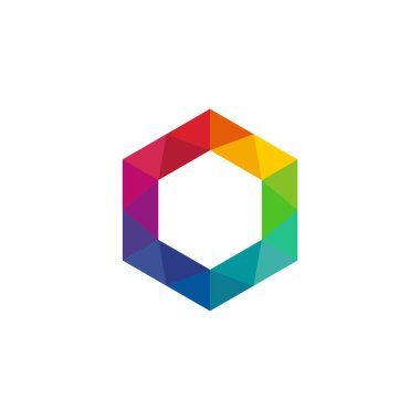 O mektup poligonal Logo şablonu