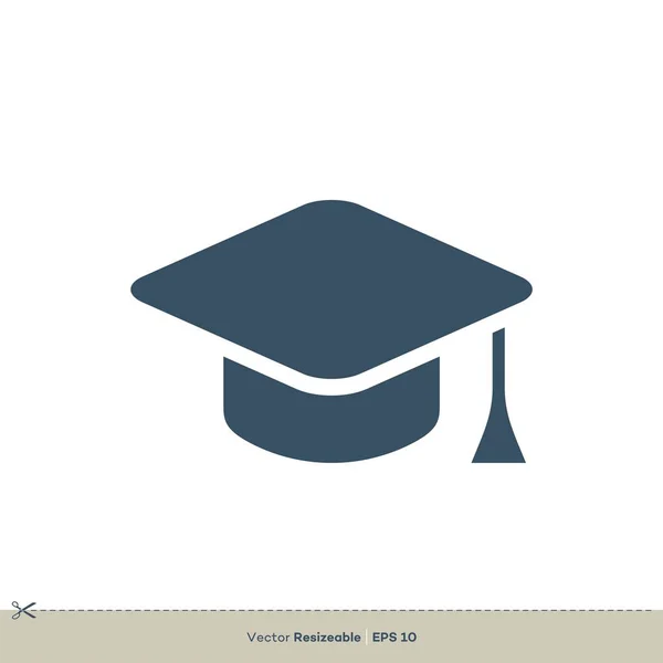 Education Graduation Cap Icon Logo Template — Stock Vector