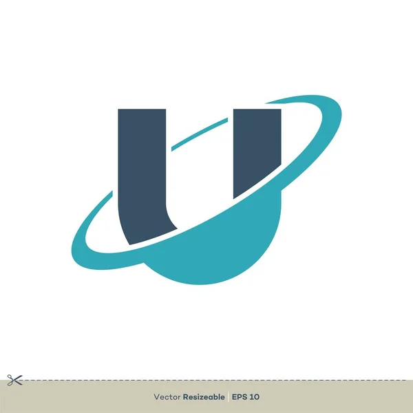 U Letter Lines Logo Template