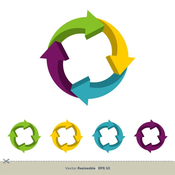 Modelo Colorido Logotipo Seta Círculo —  Vetores de Stock