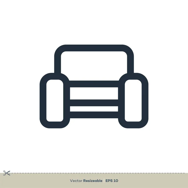 Sofa Meubels Eenvoudig Vector Pictogram Geïsoleerd Witte Achtergrond — Stockvector