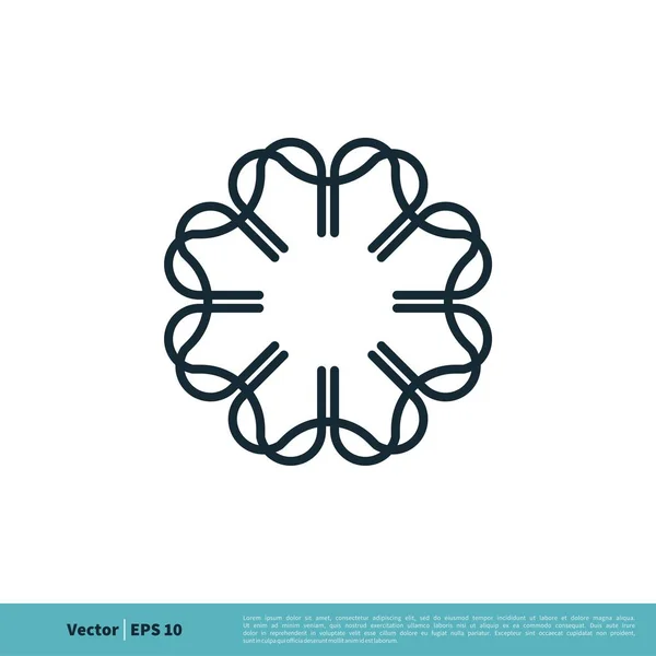 Цветочный Логотип Простой Вектор Значок Изолирован Белом Фоне — стоковый вектор