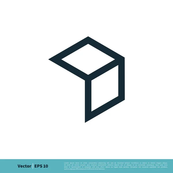 Куб Простой Вектор Значок Изолирован Белом Фоне — стоковый вектор