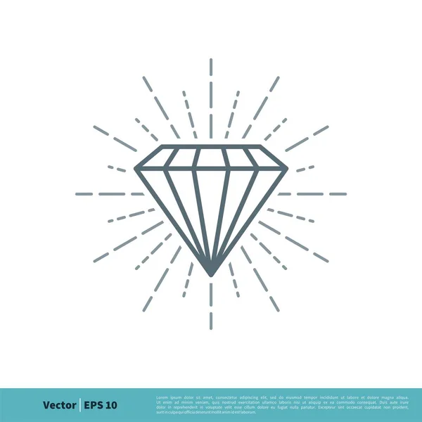 Diamantlinie Einfaches Vektorsymbol Isoliert Auf Weißem Hintergrund — Stockvektor