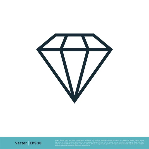 Diamond Line Simple Vector Icon Isolated White Background — Stock Vector