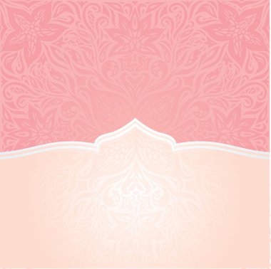 Pembe ve gümüş retro dekoratif davet vektör duvar kağıdı trendy moda mandala tasarımı ile kopya alanı