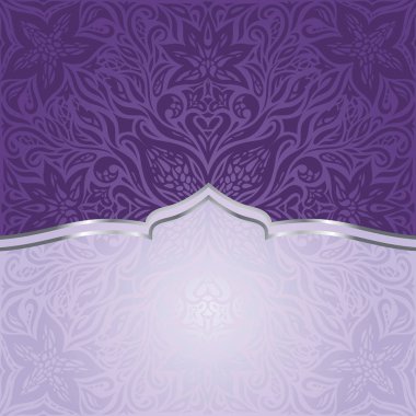 Menekşe mor çiçek vintage Dikişsiz desen arka plan tasarım trendy moda davetiye tasarım kopya alanı ile