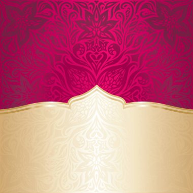 Çiçek Royal kırmızı ve altın lüks davetiye mandala tasarım moda klasik tarzı altın kopya alanı ile