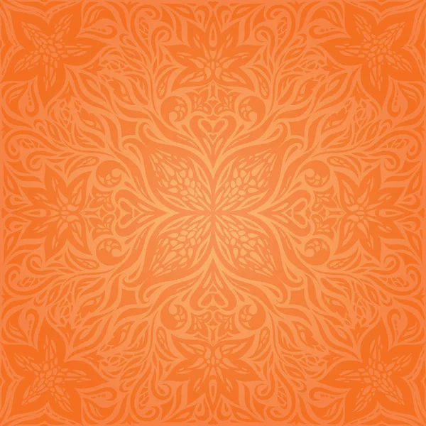 Fleurs Orange Style Rétro Coloré Mandala Floral Fond Écran Design — Image vectorielle