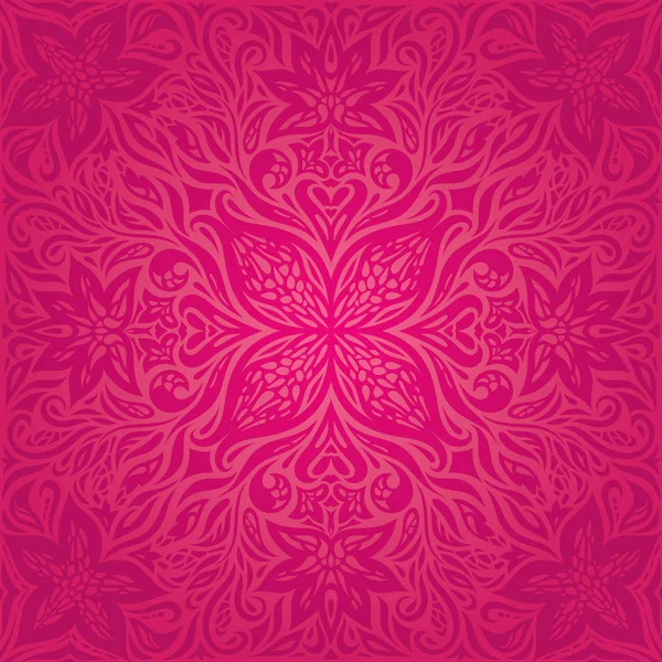 Flores Vermelhas Lindo Decorativo Floral Moda Fundo Papel Parede Mandala —  Vetores de Stock