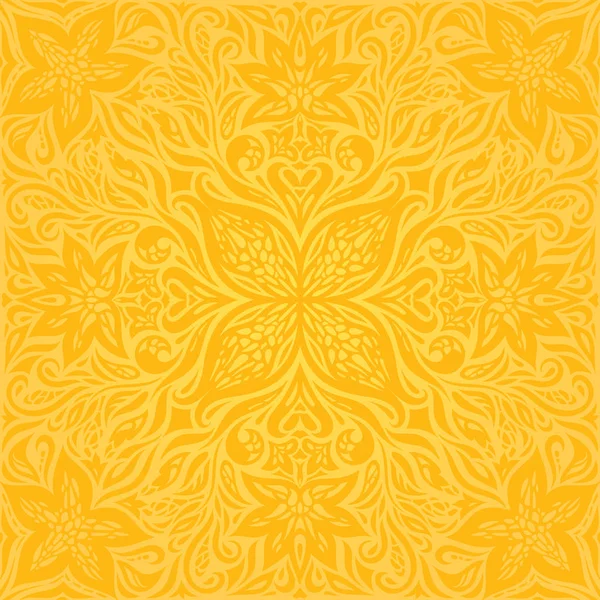 Flores Amarillo Colorido Fondo Pantalla Floral Mandala Patrón Diseño Estilo Ilustraciones De Stock Sin Royalties Gratis