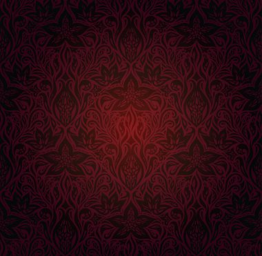 Kahverengi kırmızı çiçek duvar kağıdı vektör tasarım arka planda trendy moda vintage mandala stili