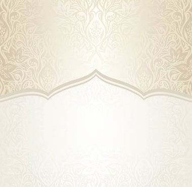 Çiçek dekoratif vintage mandala altın kopya alanı ile arka plan Ekru Bege soluk duvar kağıdı desen tasarım düğün