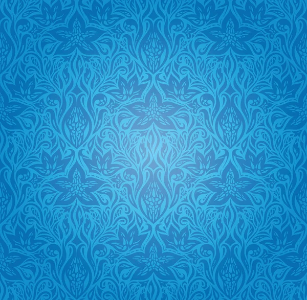 Fleurs Décoratives Bleues Vintage Fond Écran Décoré Mode Ornée Mandala — Image vectorielle