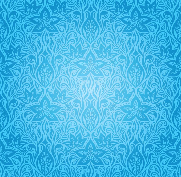 Bleu Vecteur Fleurs Décoratives Fond Tendance Floral Ornemental Mode Papier — Image vectorielle