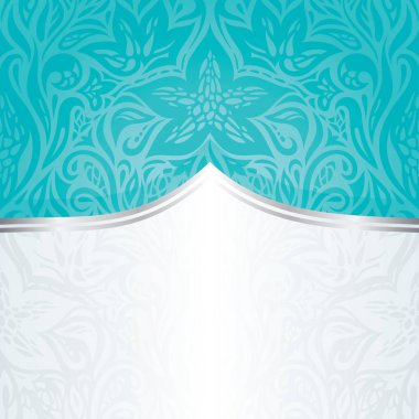 Turkuaz yeşil mavi çiçek vintage tatil daveti arka plan tasarım