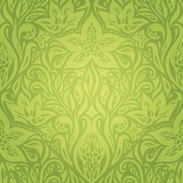 Fond Design Vectoriel Papier Peint Vintage Rétro Floral Vert — Image vectorielle