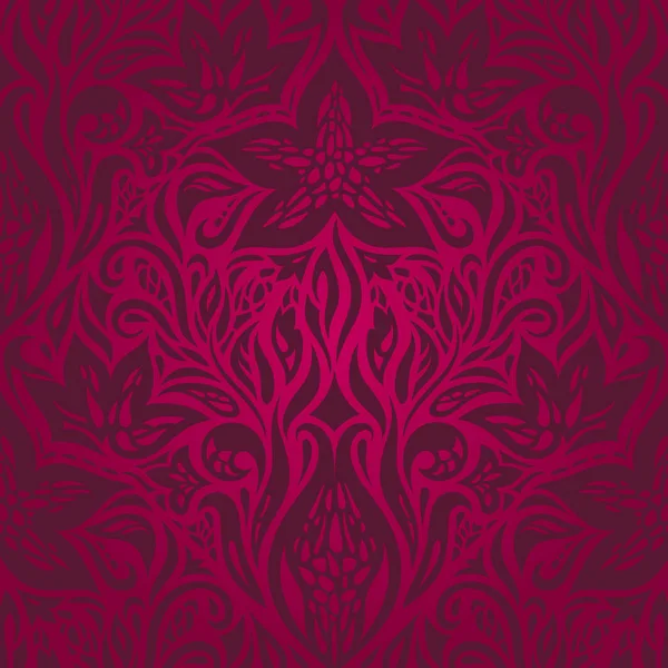 Patrón Vectorial Decorativo Floral Adornado Rojo Oscuro Vector De Stock