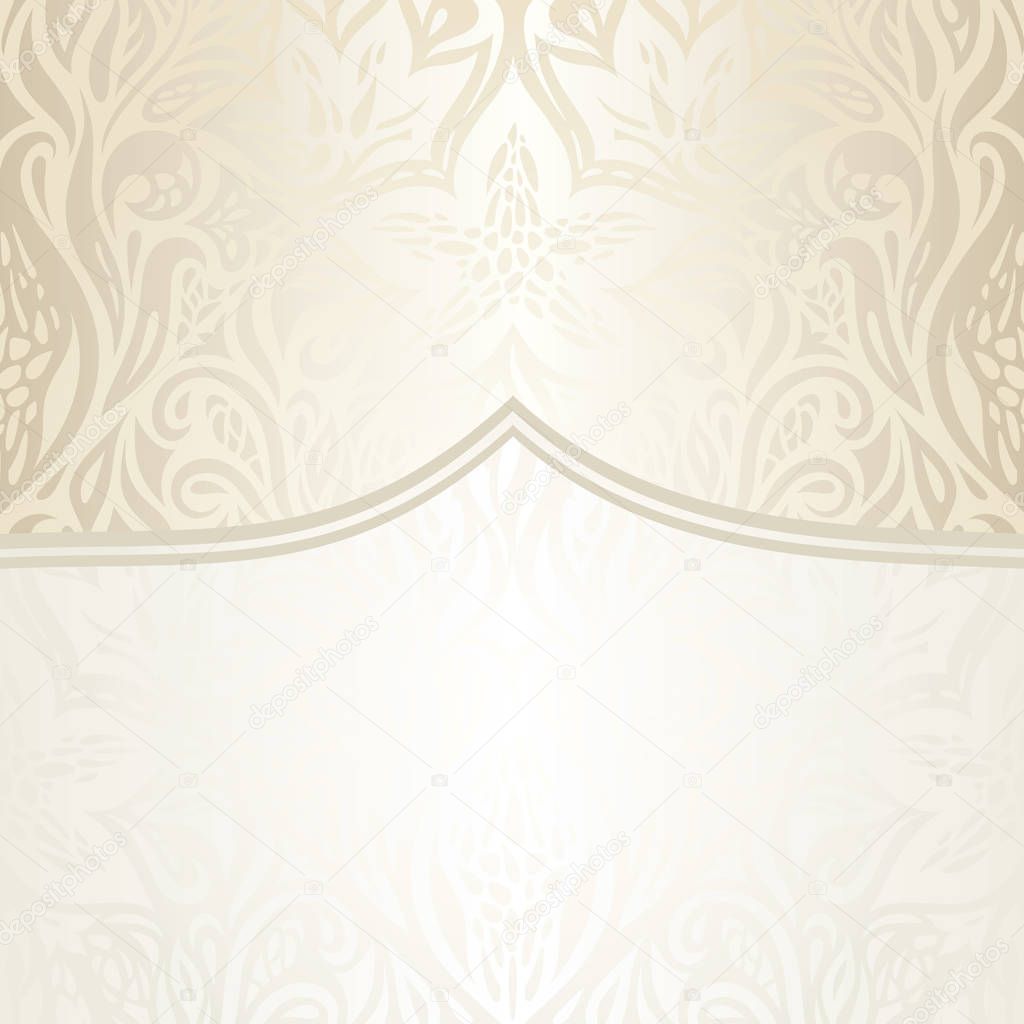 Wedding Floral decorative vintage Background Ecru Bege pale wallpaper pattern design