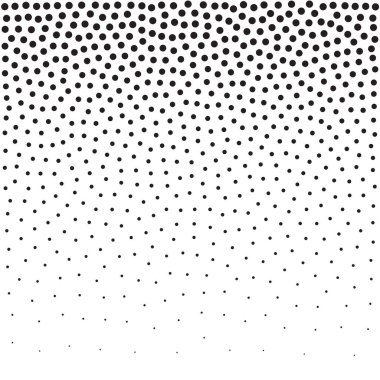 Yarı ton noktalı arka plan benekli. Etkisi vektör desen noktalarla. Beyaz arka plan üzerinde izole kaotik daire noktalar.