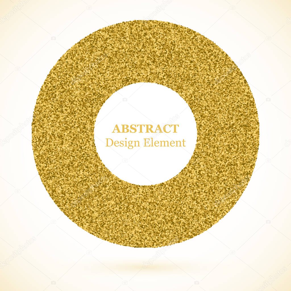 Stippling abstract dotted background for your design. Sparkling effect vector frame. Golden dots pattern isolated on the white background. Vector abstract gold glitter design element.