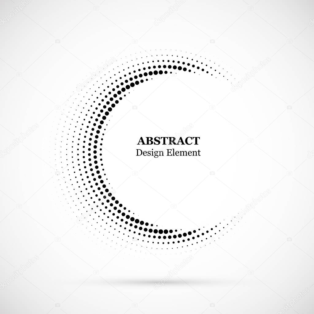 Halftone dotted background circularly distributed. Halftone effect vector pattern. Circle dots isolated on the white background.