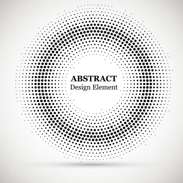 Halftone dotted background circularly distributed. Halftone effect vector pattern.Circle dots isolated on the white background.Border logo icon. Draft emblem for your design. — Stock Vector