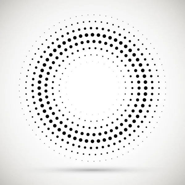 Fond pointillé demi-ton distribué circulairement. Motif vectoriel effet demi-ton pour votre conception. Cercle points isolés sur le fond blanc pour la publicité . — Image vectorielle