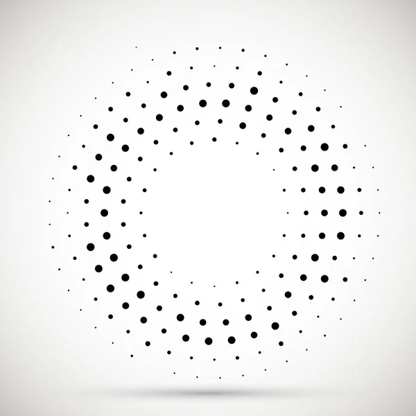 Negro abstracto vector círculo marco medias manchas logotipo emblema elemento de diseño. Icono de frontera redondeada. Textura aislada de vectores de puntos de círculo de medio tono . — Archivo Imágenes Vectoriales