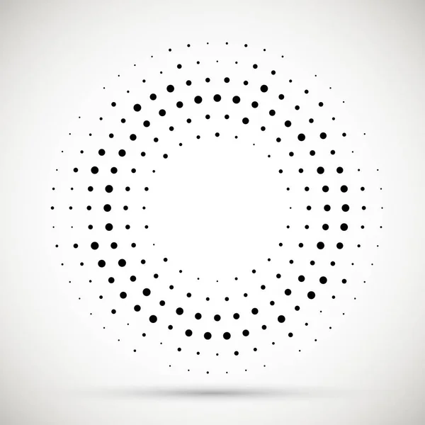 Negro abstracto vector círculo marco medias manchas logotipo emblema elemento de diseño. Icono de frontera redondeada. Textura aislada de vectores de puntos de círculo de medio tono . — Archivo Imágenes Vectoriales